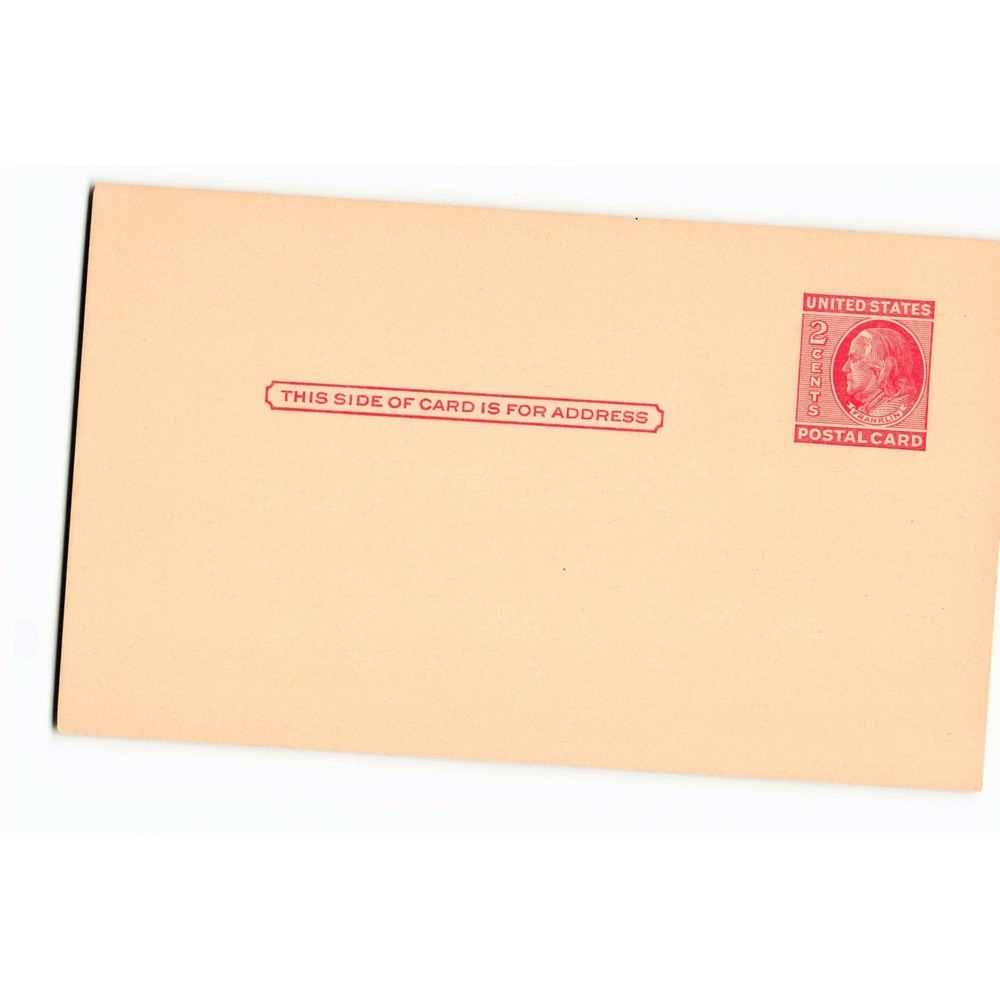 Vintage US 2 Cents Benjamin Franklin Postal Card Red Stamp Unposted Buff